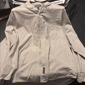 Men's Beige Checkered Button-Down Shirt